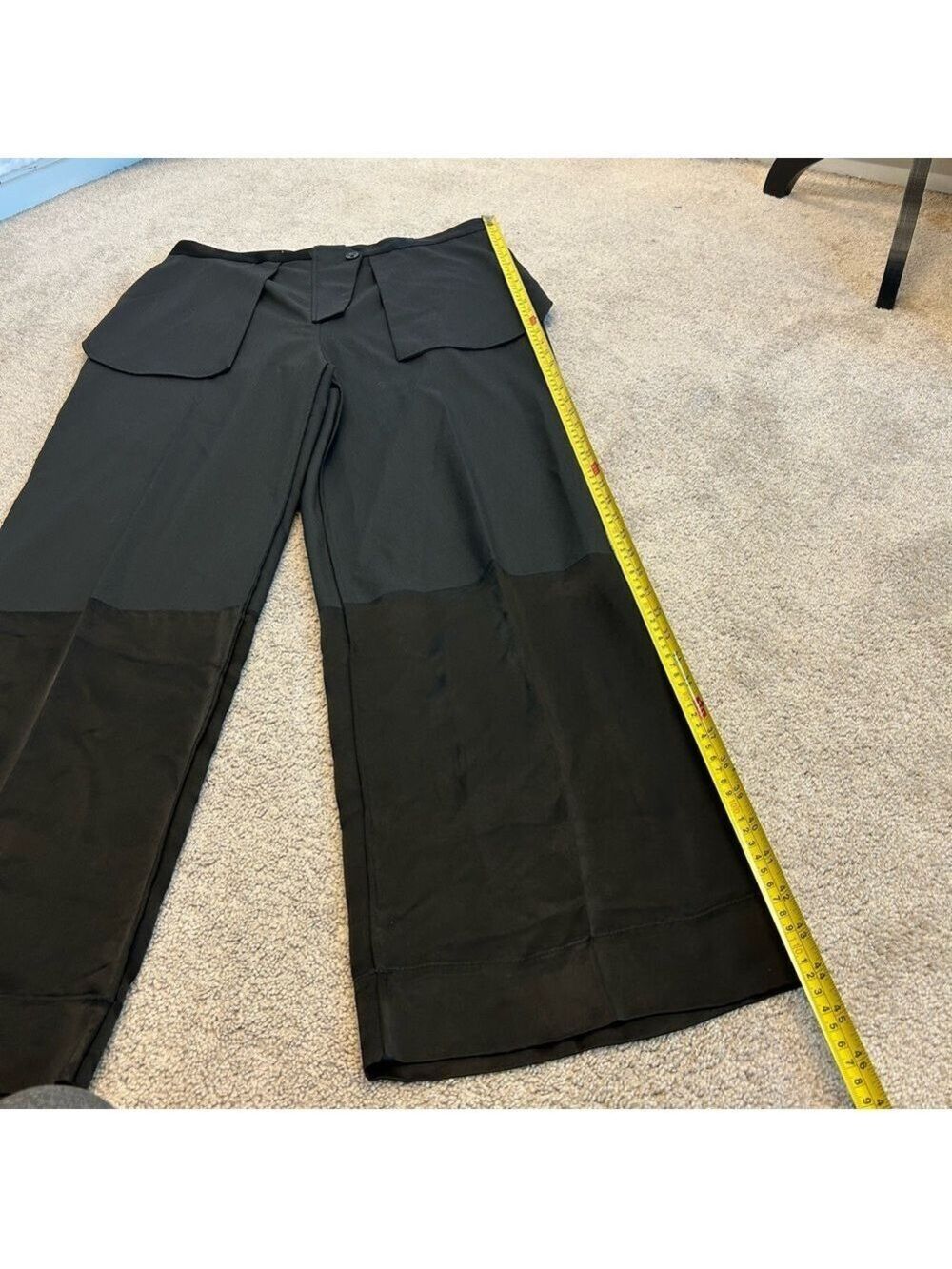 Zara Inside Out Tailored Trouser Dress Pants High Waisted Straight Leg Black XL - Picture 9 of 16